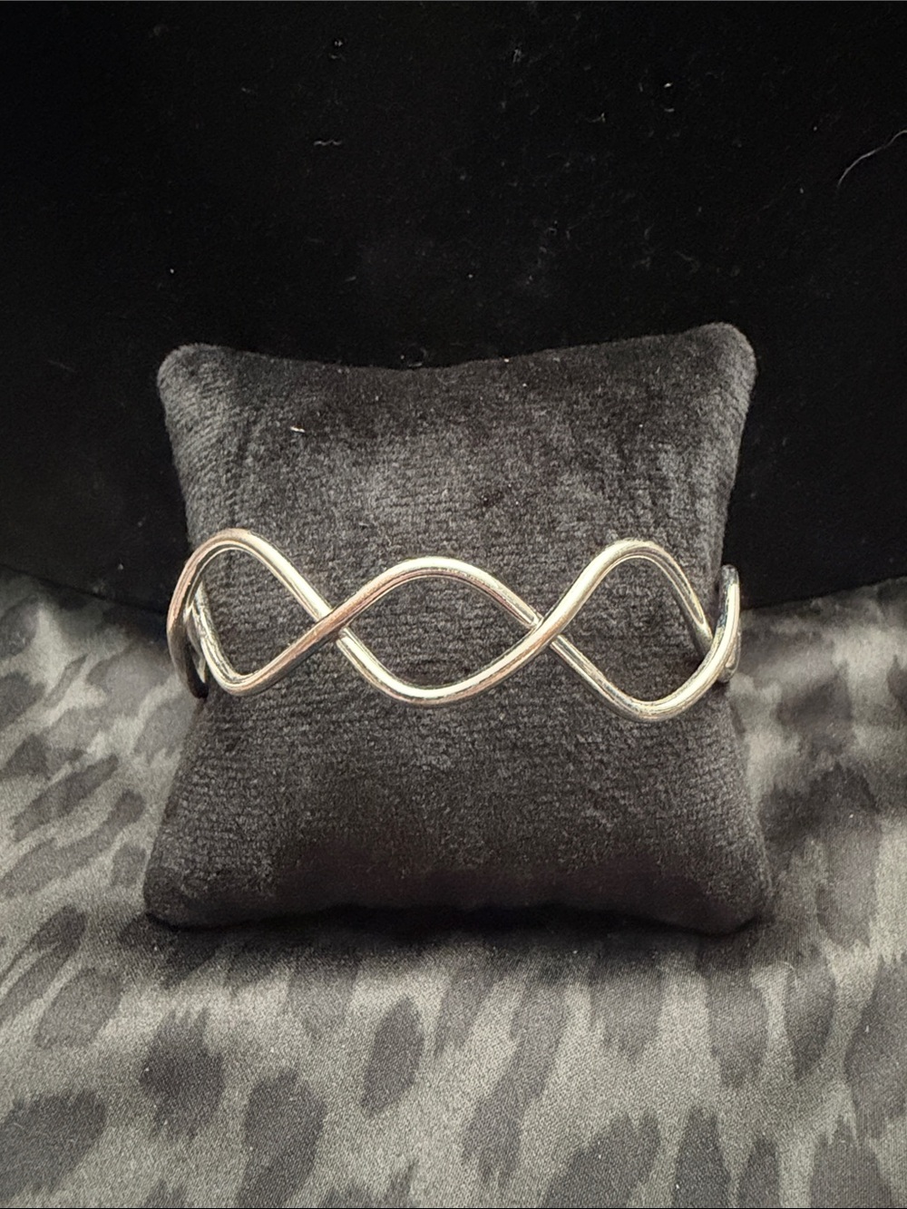 Silver Wave Open Bangle Bracelet